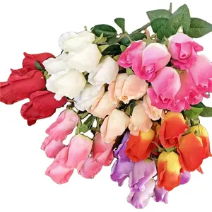 Yiwu suppliers wholesale cheap 7 heads silk flower bouquet artificial rose bud