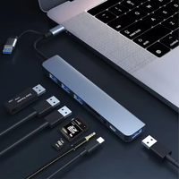 Nouvelle station d'accueil USB-C 8-en-1 OEM avec lecteur de cartes TF/SD, répartiteur PD et hub USB 3.0 pour ordinateur portable – Nouveau design en boîte