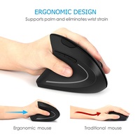 Souris verticale 3D ergonomique sans fil USB 2,4 GHz avec rétroéclairage LED optique, 6 boutons, 800 DPI, pour PC, utilisable avec les deux mains