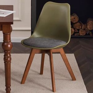 Sedia Tulip in PP Stile Nordico Moderno con Gambe in Legno, Sedia da Pranzo per Cucina, Caffè, Ristorante, Arredamento Casa - Product Image 3