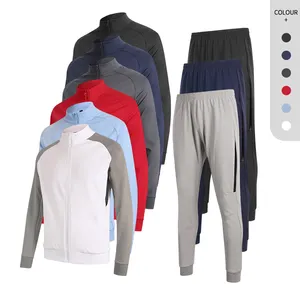 Set sportivo 2 pezzi giacca e pantaloni da allenamento tuta in poliestere Set da ginnastica Set di allenamento per uomo Jogging