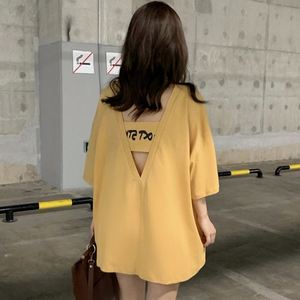 Shimaer عارية الظهر قصيرة الأكمام قمم عارضة أعلى للنساء Crewneck بلوزة بأكمام قصيرة - Product Image 1