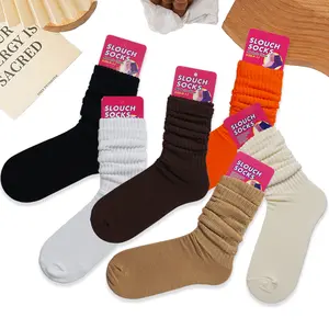 Las mujeres Slouch Calcetines de algodón tripulación Scrunch calcetines beige calcetines para las mujeres