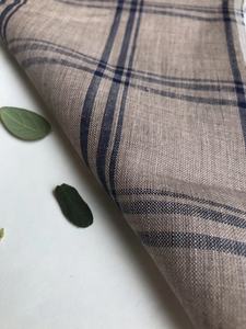 Tissu en lin 100% délavé à carreaux mélangés - Product Image 4