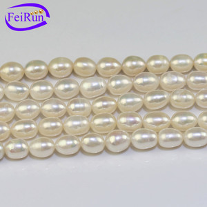 FEIRUN-perla de agua de <span class=keywords><strong>freah</strong></span> cultivada natural, color blanco, arroz, AA, 9-10mm, para fabricación de joyas - Product Image 1