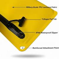 Pochette étanche TOPAZ de qualité plongée IPX8 pour téléphone et passeport, en tissu robuste de qualité militaire, 23x15cm, sans fermeture