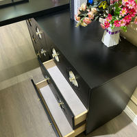 Ensemble de meubles de chambre à coucher en bois noir rétro américain, commode à six tiroirs de style nordique minimaliste moderne