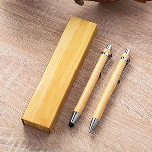 Stylo bille en bambou écologique personnalisé avec logo, à mécanisme clic, idéal pour cadeaux promotionnels et publicitaires - Product Image 4