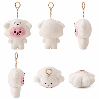 Porte-clés en peluche Zaves Premium, adorable chien blanc moelleux, écologique et durable pour sacs à dos scolaires et clés de voiture