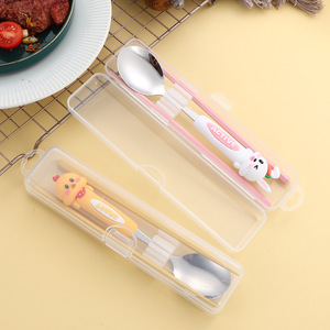 ชุดช้อนส้อมสแตนเลสลายการ์ตูนน่ารักสำหรับเด็กใช้ทุกวัน ปลอดสาร BPA ใช้กับเครื่องล้างจานได้ ทำความสะอาดง่าย - Product Image 4