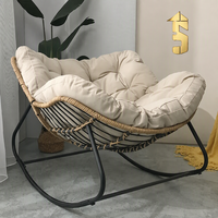 Fauteuil à bascule de luxe en rotin, design moderne, pour extérieur, salon, chambre, restaurant, en fer forgé et tissu cuir