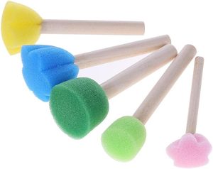 Ensemble de 5 pinceaux à peinture <span class=keywords><strong>aquarelle</strong></span> en éponge ronde pour enfants avec un art mural encadré imprimé de motifs floraux pour la décoration de la maison - Product Image 1