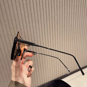 YH Glasses Retro Square Metal Half <b>Frame</b> Rimless Sun Glasses Vintage Double Bridge Irregular Women Sunglasses Men 2025 Gafas - Product Image 3