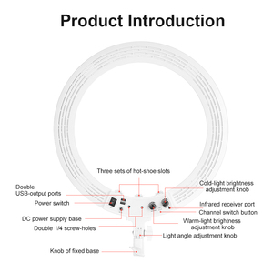ชุดแหวนไฟ LED สีขาวพร้อมขาตั้งกล้องขนาด18นิ้ว45ซม. 55วัตต์พร้อมขาตั้งยึดโทรศัพท์สำหรับร้านถ่ายวิดีโอในสตูดิโอ Vlog - Product Image 4