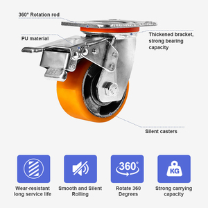 Hersteller Hochleistungs-Industrierolle Orange Schwerlast-Lenkrolle mit Aluminiumkern und PU-Rollen - Product Image 2