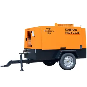 China Mobile Diesel Screw Portable Air Compressor Use In Drilling Holes Core Mining 10bar