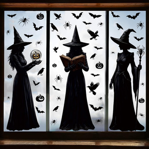 Pegatinas de PVC para Ventanas de Halloween con Diseño de Bruja, Decoraciones Espeluznantes para el Hogar, Adhesivos Estáticos para Vidrio - Product Image 2