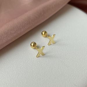 Dylam Initial Alphabet A-Z Screw Pin Fashionable Hot Selling Popular Sterling Silver 925 High Quality Elegant Screw <b>Back</b> <b>Earring</b> - Product Image 4