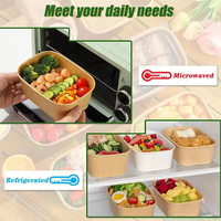 Bols et gobelets carrés en papier biodégradable à paroi simple, de qualité alimentaire, jetables, pour salades, 300 pièces par boîte