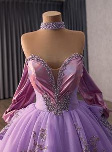 Vestido de Quinceañera Moderno y Soñador Aurtertx ZR9987, Degradado Morado, con Espalda Descubierta, Gargantilla de Perlas, para Fiesta de Quince Años - Product Image 2