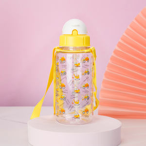 ขวดน้ำพลาสติกพร้อมสายรัดหลอดสำหรับเด็กชายและเด็กหญิงถ้วยน้ำ Tritan ขนาด400/500มล. พิมพ์ลายปราศจาก <span class=keywords><strong>BPA</strong></span> - Product Image 4