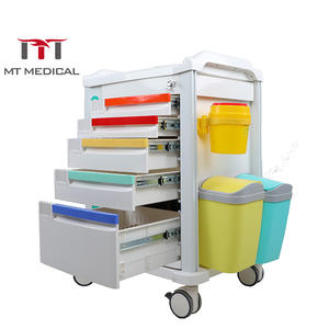 MT 의료 휴대용 병원 ABS 비상 충돌 서랍 트롤리 잠금 구조 차량과 사일런트 범용 간호 카트 - Product Image 2