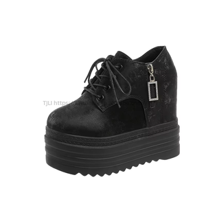 Women's Plus Size Thick Sole Wedge Shoes Autumn New Arrival Petites Round Toe Side Zipper Platform Shoes - Product Image 6