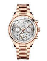 Montre mécanique automatique pour homme, bracelet en acier inoxydable, étanche, squelette, montre-bracelet de style business avec affichage du calendrier et de la semaine