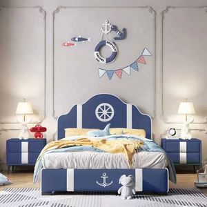 Pirate Ship Kids Full Size Daybed Modern Minimalist Wood Cotton Upholstery Comfortable for Boys Small Space Bedroom Adventure - Product Image 4