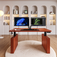 Bureau debout moderne en bois massif à double moteur, avec tiroir électrique réglable en hauteur et finition grain de bois – Vente chaude