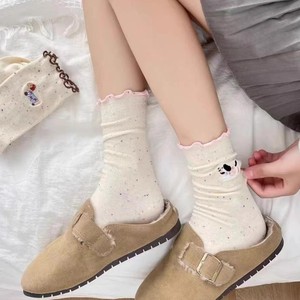 Women Lace Socks Polyester Cotton Dachshund Cartoon Mid Calf Breathable Sweat Absorbing Casual Style - Product Image 5