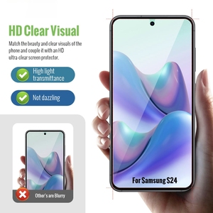 Protection d'écran en verre trempé personnalisée, installation facile, 9H, transparente, pour téléphones Samsung Galaxy S24 S25 Ultra Plus avec cadre applicateur - Product Image 2