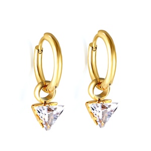 Nouveauté - Boucles d'oreilles pour femmes en acier inoxydable plaqué or 18 carats avec diamants en zircon et strass personnalisés de luxe - Product Image 5