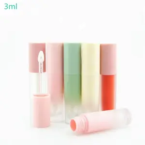 Tabung lip gloss mini 3g, wadah pelembab bibir kecil, tabung lipgloss gradien warna-warni 3ml