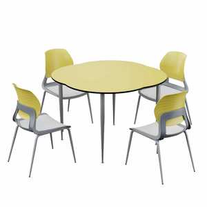 Lin Ying School Table And <b>Chair</b> Set <b>Round</b> 4 Person Modern Minimalist Style For Classroom Use - Product Image 2
