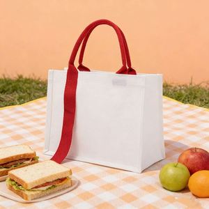 Bolsa de Compras de Lona Blanca Laminada con Cinta, Personalizable con Publicidad - Product Image 1