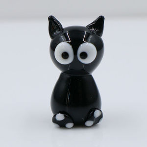 Nhà Máy Giá Collectible tay thổi Murano lampwork thu nhỏ thủy tinh nhỏ thủ công màu đen trắng Valentine mèo bức tượng nhỏ bán buôn - Product Image 4