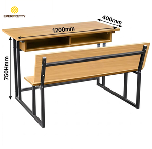 Set di Banchi e Sedie Ergonomici Doppi in Legno per Aule Scolastiche Moderne, Produzione OEM Everpretty - Product Image 3