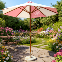 Parasol promotionnel OEM 3m 2.7m 2.5m personnalisé avec logo rose, imperméable, grand auvent pour mobilier d'extérieur, jardin, restaurant, terrasse