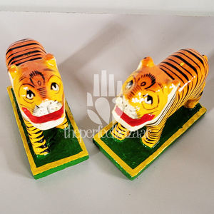 Paire de tigres en bois Art déco Décoration d'intérieur pour anniversaire - Product Image 2