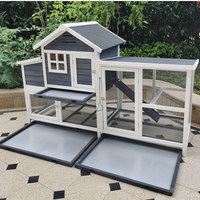 Grande cage à animaux de compagnie en bois à double étage de luxe, avec plateau, pour cobaye, pigeon, poulet, chat, canard, oiseau