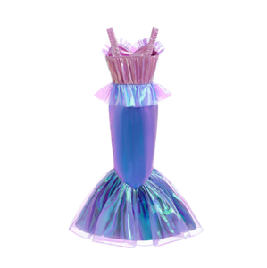 ชุดนางเงือก2025สำหรับเด็กผู้หญิงชุดนางเงือก1ชุดเดรสแขนพองเปลี่ยนสีได้สำหรับงานปาร์ตี้ - Product Image 3