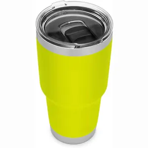 Vaso aislado al vacío de doble pared, tazas de acero inoxidable para café, té y cerveza, con tapa y paja, 30oz