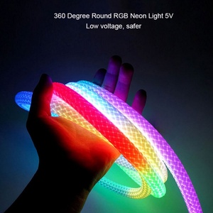 360 °   Tira de Luz LED de Neón Flexible, Redonda y Tejida, de Bajo Voltaje, RGBIC, Decorativa, con Control por Voz y Aplicación Inteligente - Product Image 2