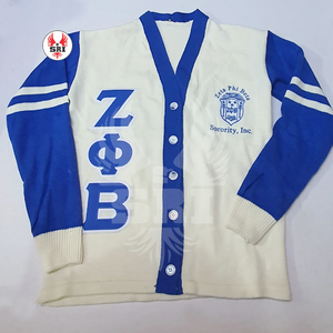 Cárdigans Acrílicos Bordados de la Hermandad Zeta Phi Beta para Mujer |   Suéter Cárdigan de Lana Bordado Personalizado para Mujer de la Hermandad ZPB - Product Image 2