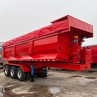 Semi-remorque benne basculante hydraulique à 3 essieux de 30 mètres cubes avec bâche électrique pour usine