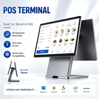 Système de point de vente tout-en-un avec écran tactile de 15,6 pouces, base métallique ultra-fine, Windows 11, pour restaurant, petite boutique de détail