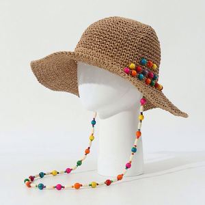 Sombrero de Pescador Plegable para Mujer, Estilo 2025, con Ala Ancha, de Paja de Papel Colorida y Cuentas - Product Image 2