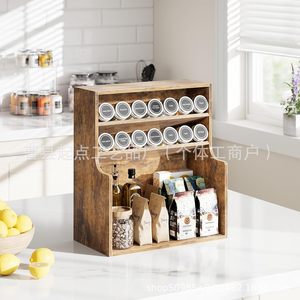 ชั้นวางเครื่องเทศไม้ 3 ชั้นอเนกประสงค์สำหรับจัดเก็บเครื่องเทศ ชา กาแฟ เครื่องดื่มบนโต๊ะ - Product Image 2