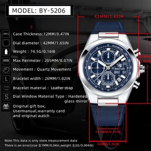 นาฬิกาข้อมือผู้ชาย BENYAR 5206 รุ่นใหม่ ระบบโครโนกราฟ กันน้ำ นาฬิกาสปอร์ตควอตซ์ - Product Image 4